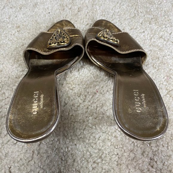 Gucci Gold Hysteria Bronze Leather Sandal - Picture 5 of 8